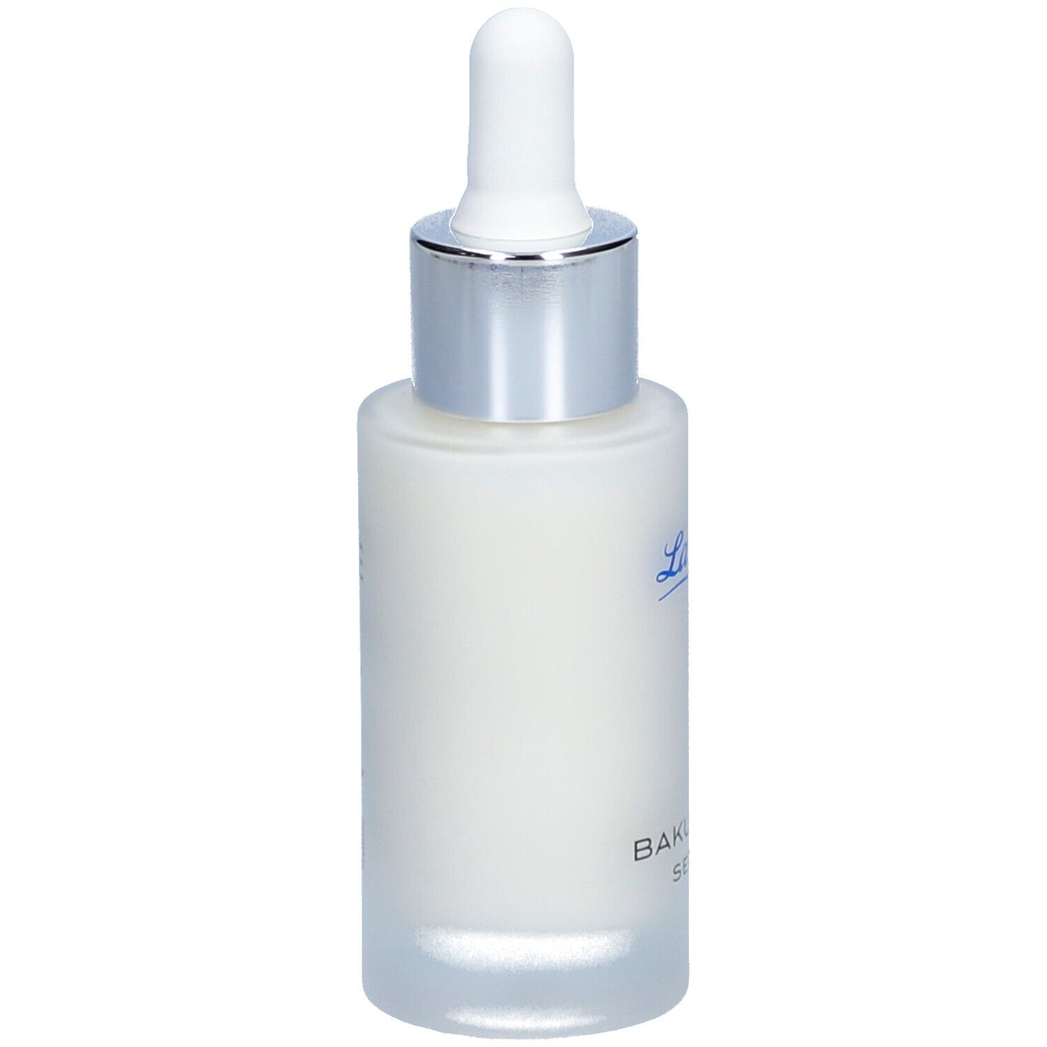 Flacon de sérum, dos. Inscription : La mer, Bakuchiol Serum. Sans parfum.