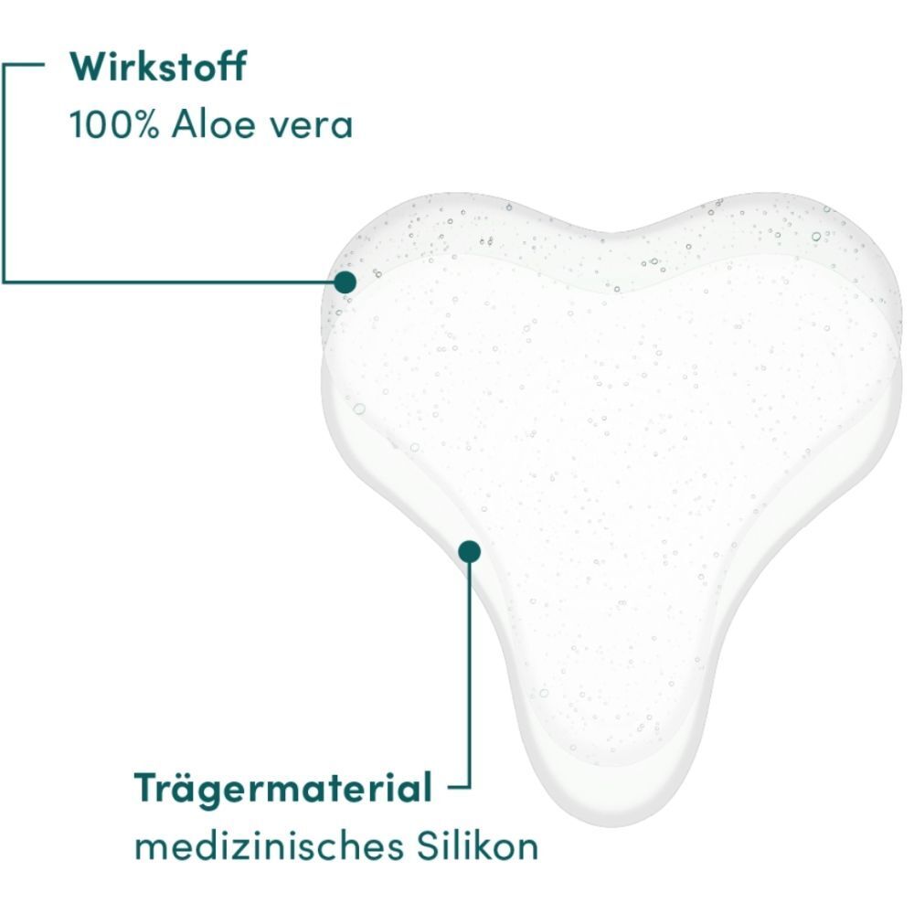 Coussinet décolleté en forme de cœur avec Aloe Vera. Ingrédient actif : 100% Aloe vera. Matériau de support : silicone médical.
