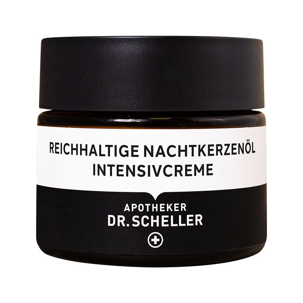 Crèmepot met zwarte deksel. Productnaam en apothekerslogo op wit etiket.
