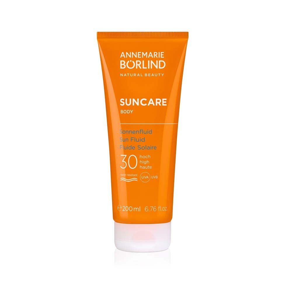 Tube orange de fluide solaire LSF 30 Annemarie Börlind. Contient 200ml.
