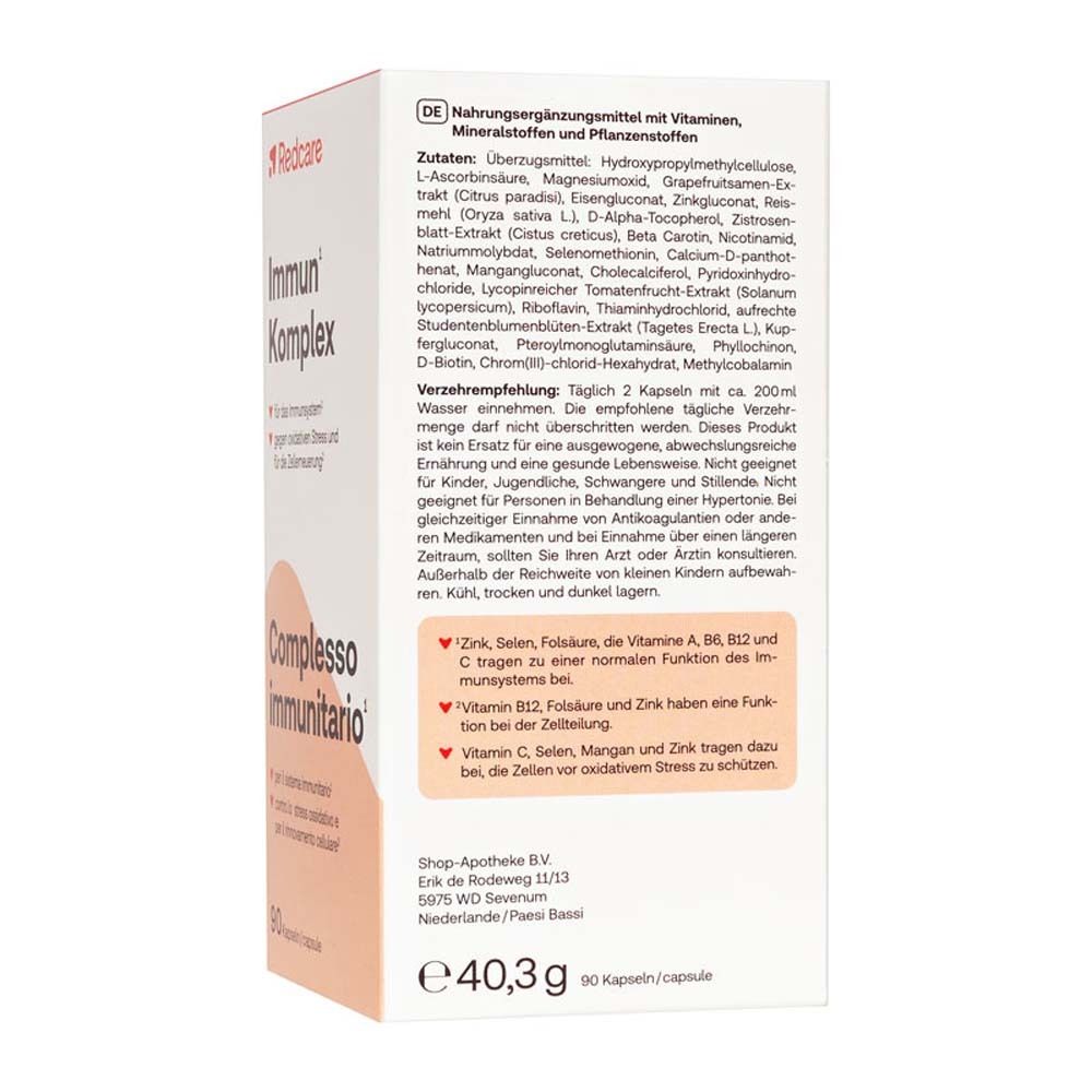 Dos de l'emballage avec ingrédients et informations nutritionnelles. Texte en allemand.