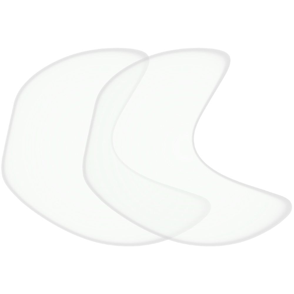 Deux coussinets transparents en forme de croissant pour les yeux et les tempes. Les coussinets sont translucides.