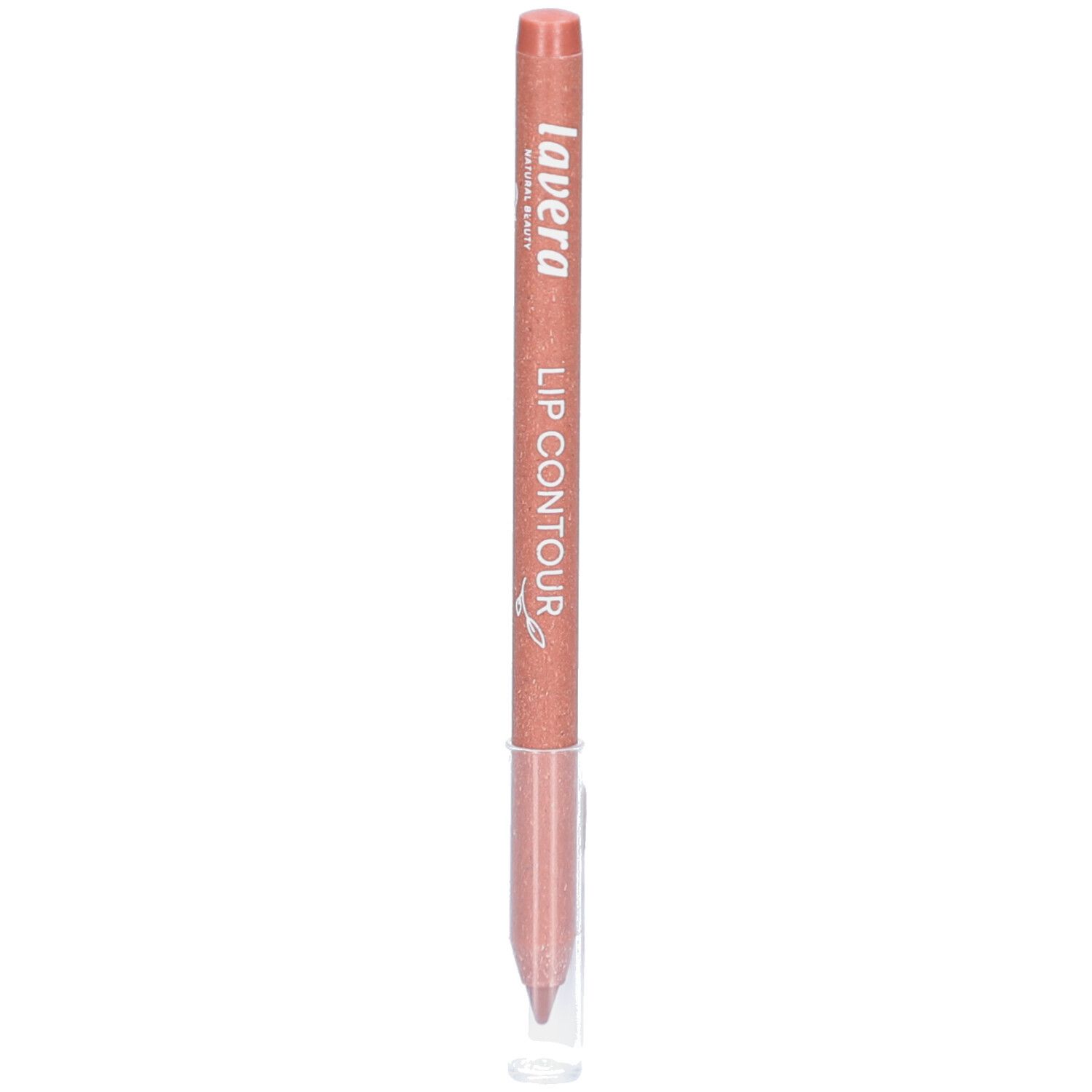 Crayon contour des lèvres. Couleur rose-brun. Inscription "lavera" et "Lip Contour". Capuchon transparent.