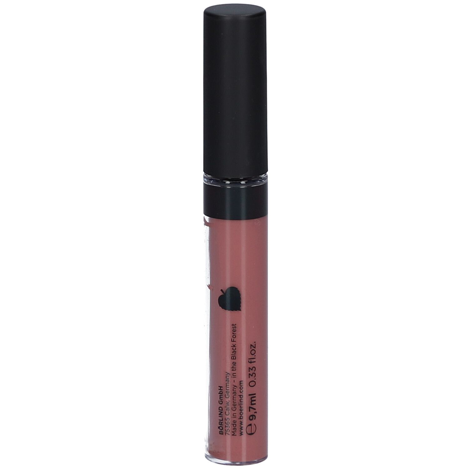 Gloss à lèvres avec bouchon noir. Couleur: Nude. Inscription: ANNEMARIE BÖRLIND. Avec logo cœur.