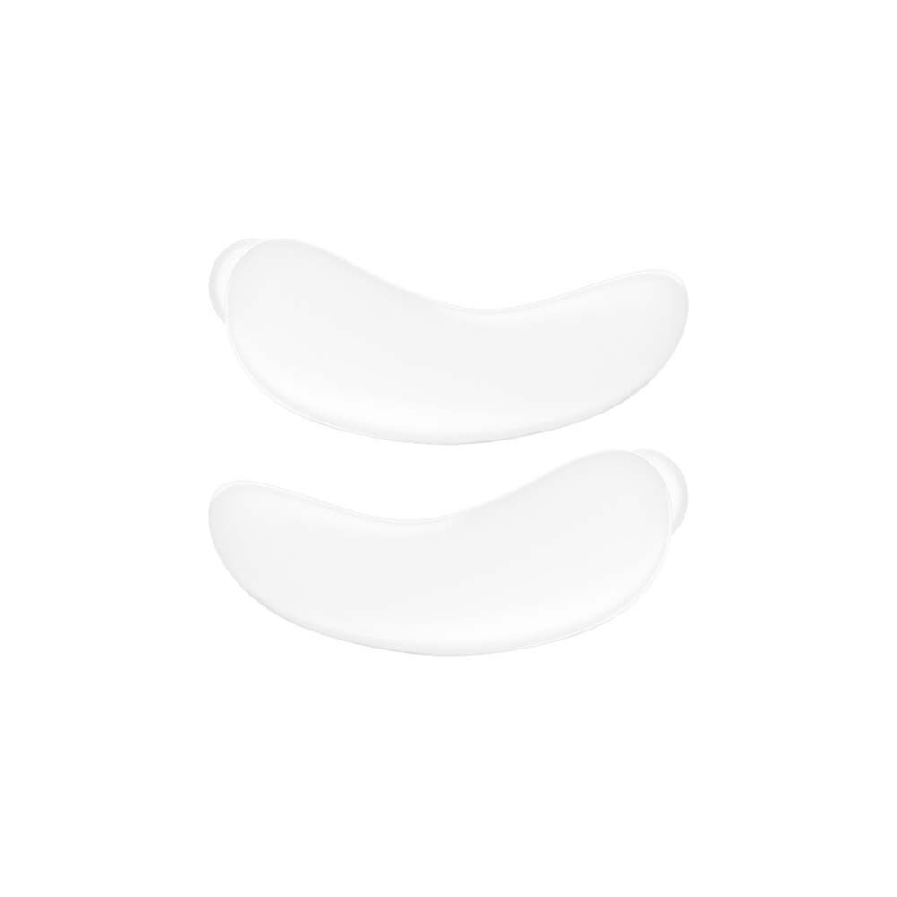 Twee transparante, ovale Eye Pads. Licht gebogen, met een kleine uitsparing aan één kant.