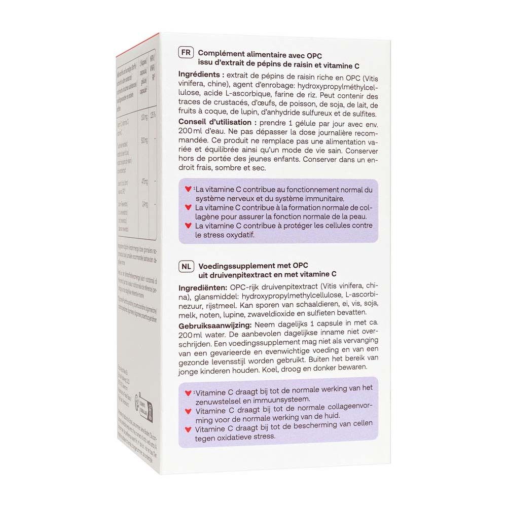 Boîte Redcare Vita OPC + Vitamine C. Capsules.