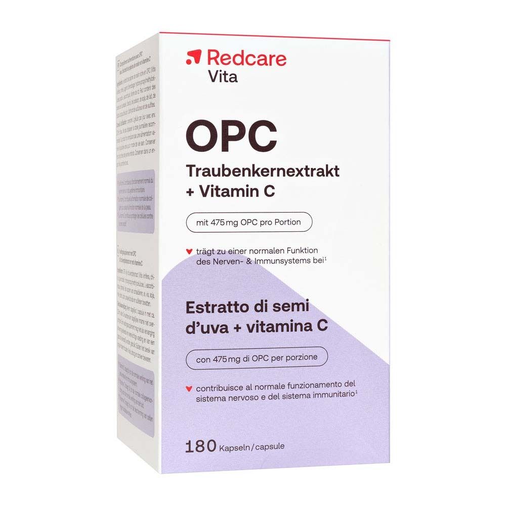 Boîte Redcare Vita OPC + Vitamine C. Capsules.