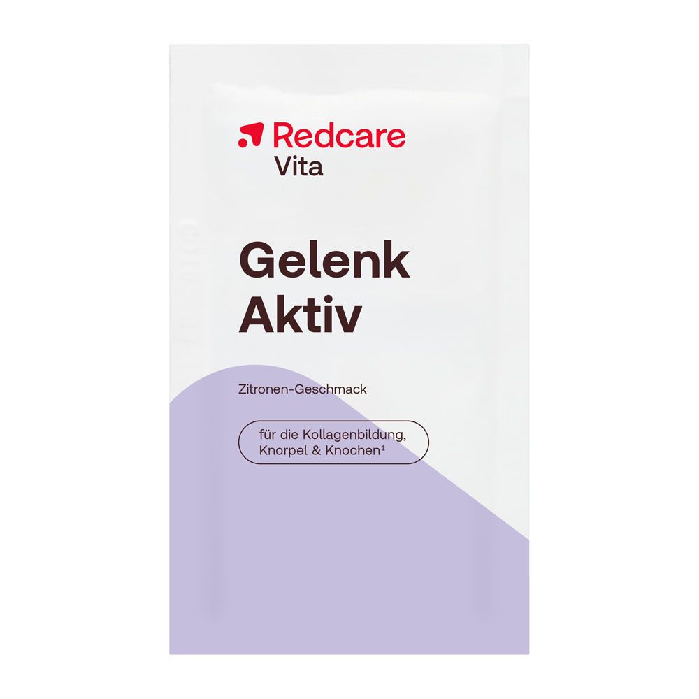 Sachet Redcare Vita Gelenk Aktiv, saveur citron. Pour la formation de collagène, cartilage et os.
