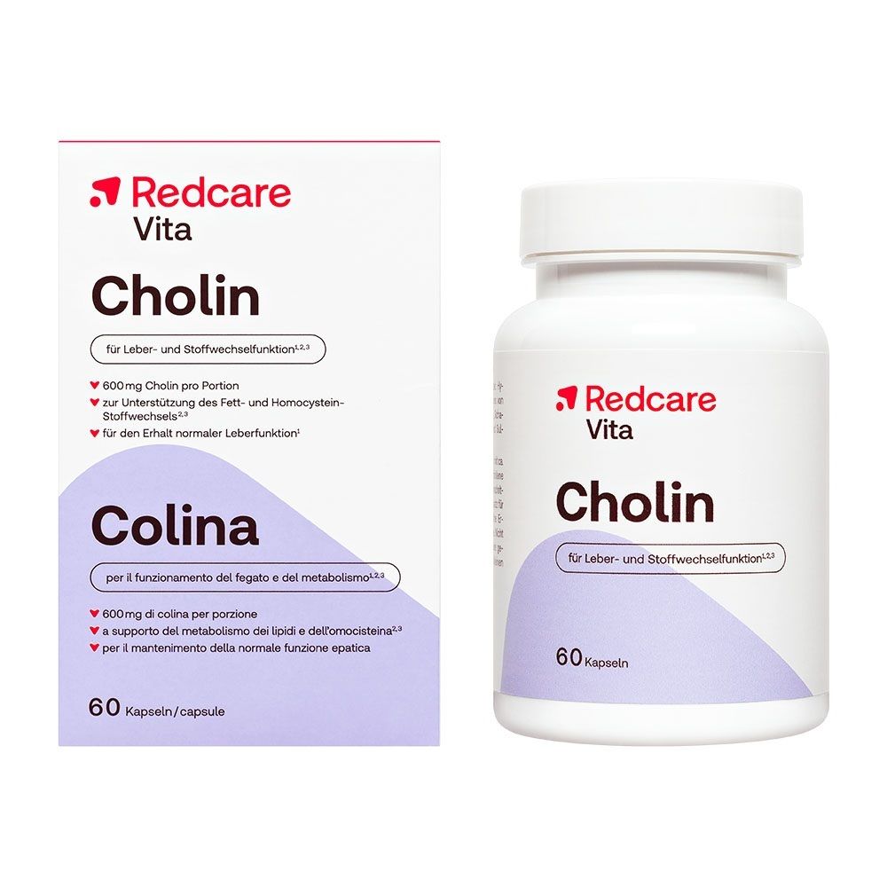 Redcare Vita Choline capsules doos en fles, 60 capsules.