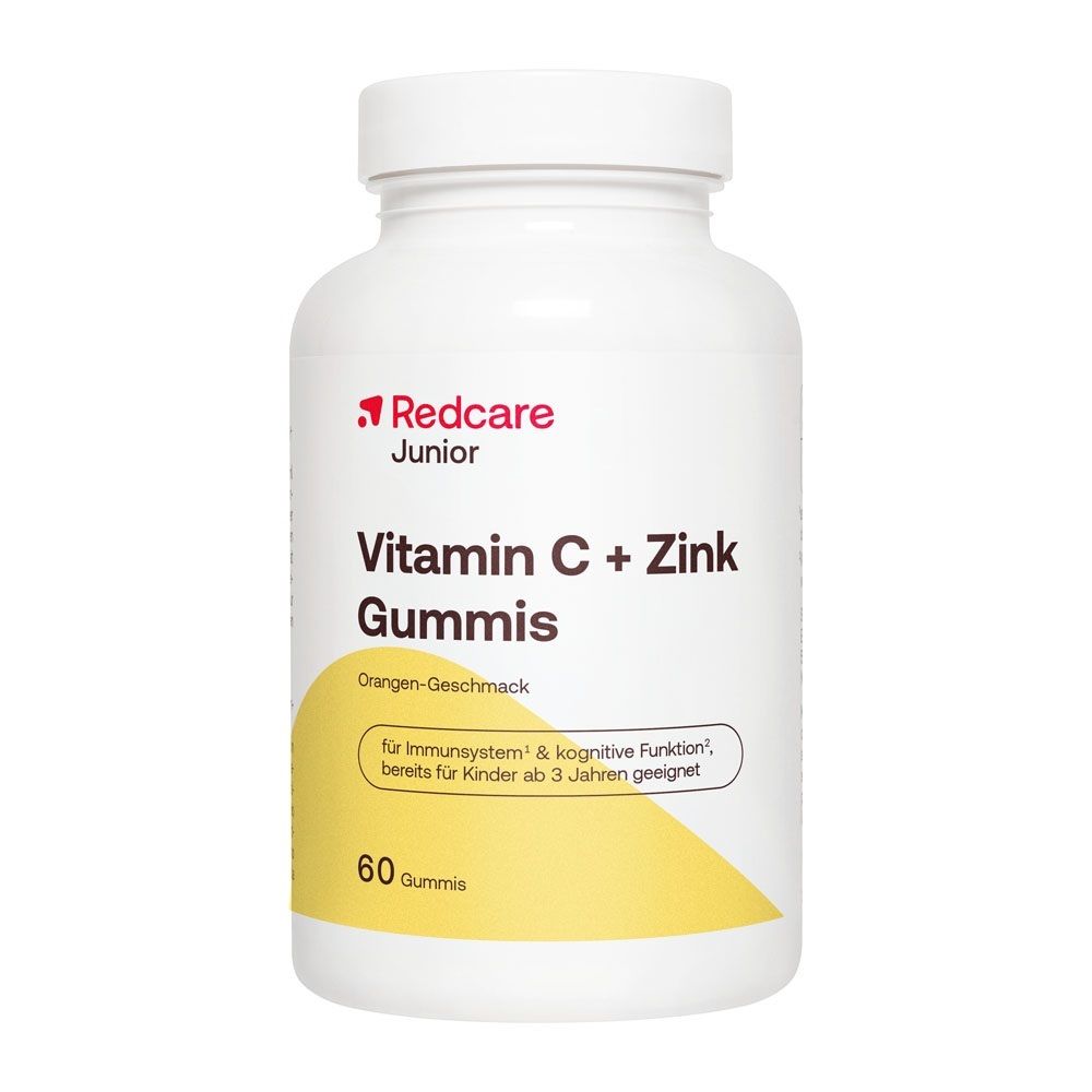Flacon Redcare Junior Vitamine C + Zinc Gommes, 60 pièces, goût orange.