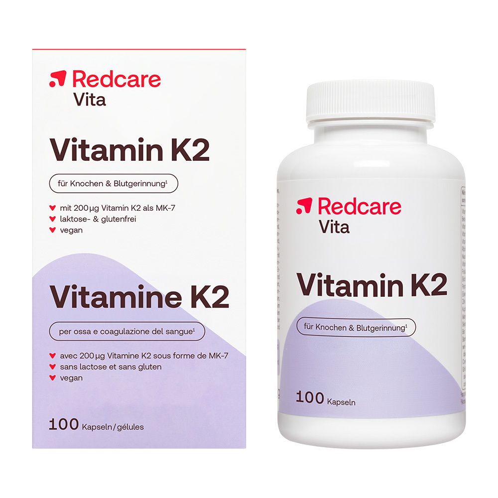 Capsules Redcare Vita Vitamine K2 et emballage, 100 pièces.
