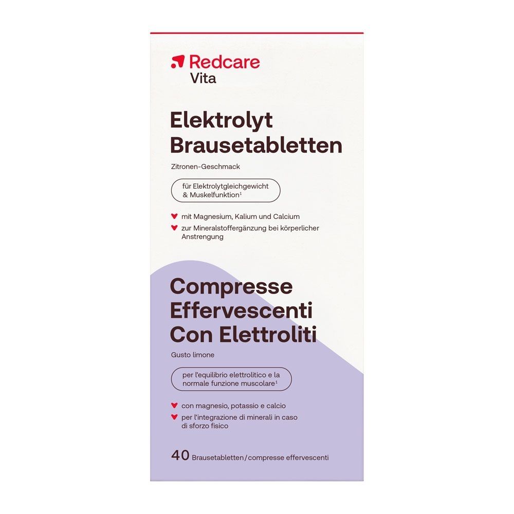 Emballage des comprimés effervescents électrolytes Redcare goût citron.