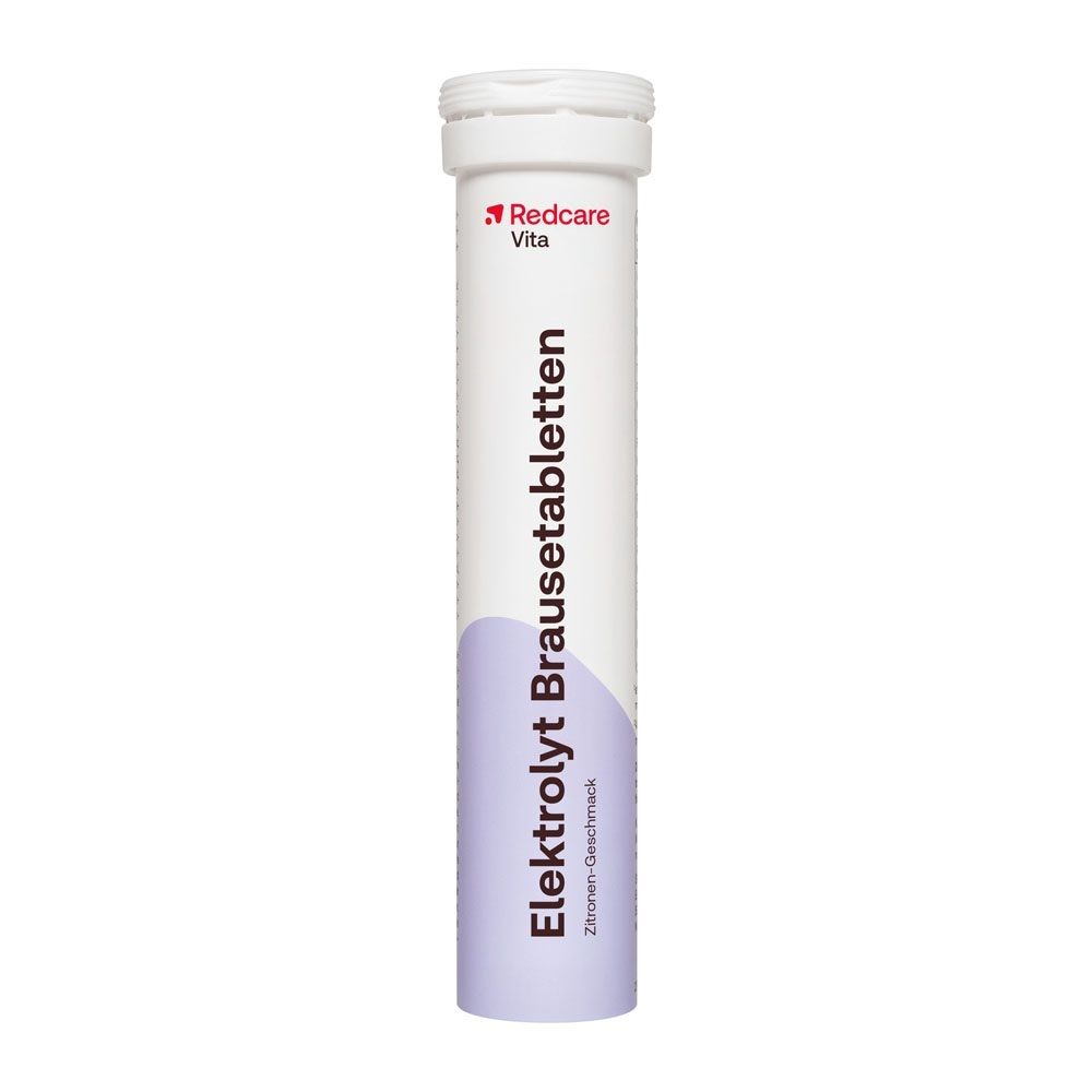 Tube de comprimés effervescents électrolytes Redcare goût citron.