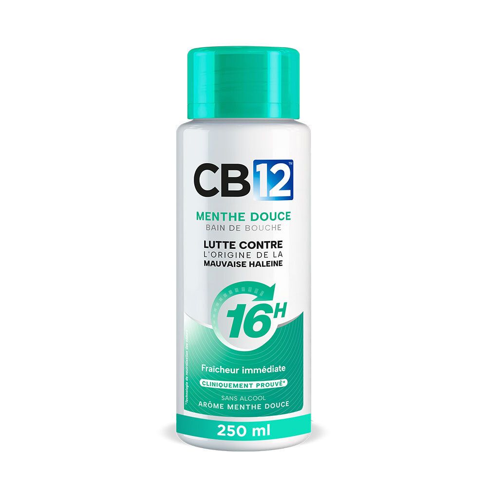 CB12 mondspoeling fles met turquoise dop. 250 ml.