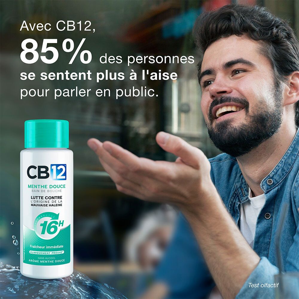 Man spreekt zelfverzekerd. "Met CB12 voelen 85% zich zekerder om in het openbaar te spreken".