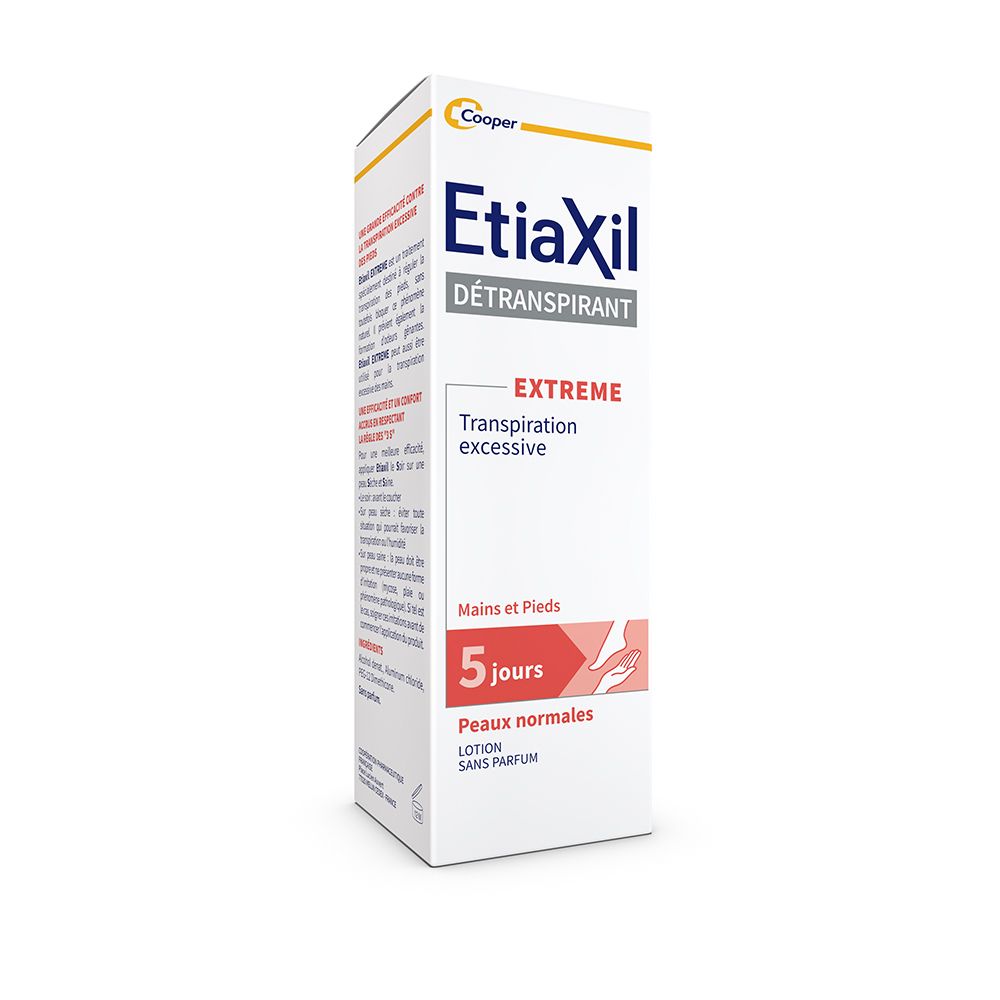 ETIAXIL - Déodorant Détranspirant - Traitement Transpiration Excessive -Pieds et Mains - EXTREME - Peaux Normales - 100 ml