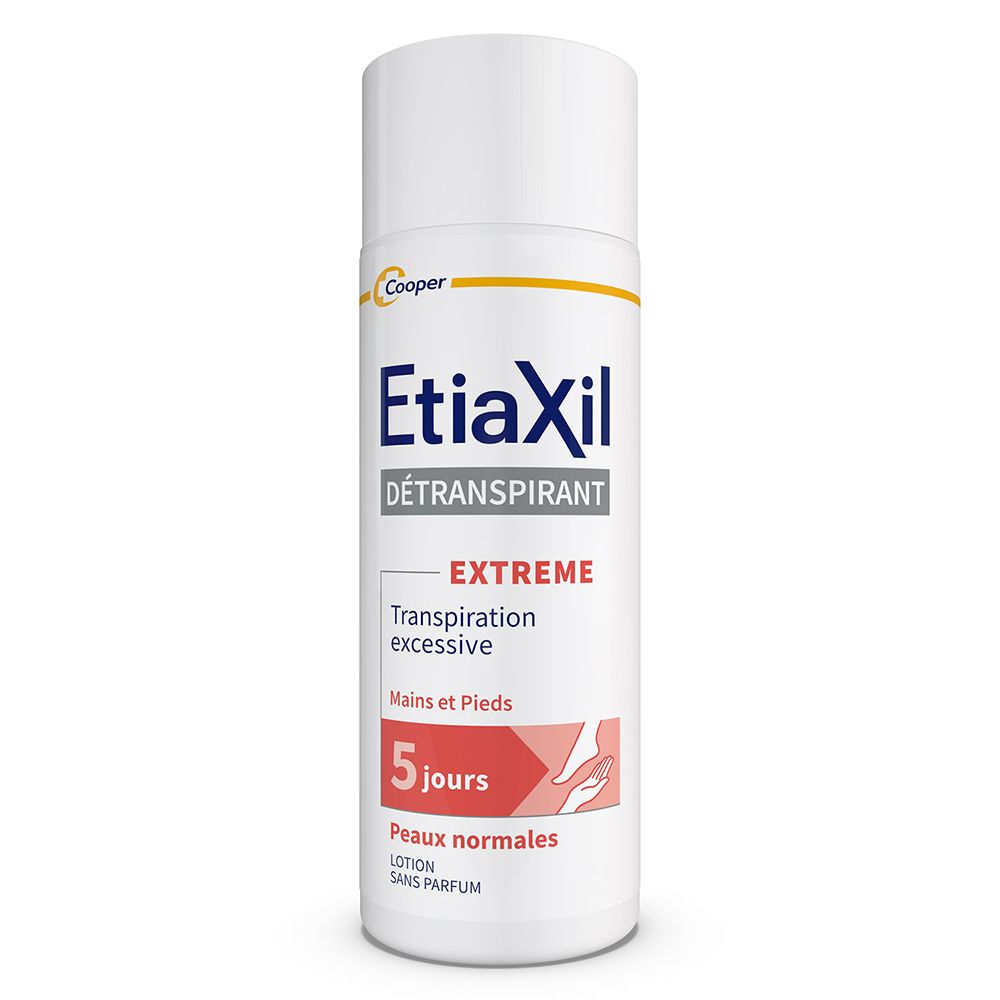 ETIAXIL - Déodorant Détranspirant - Traitement Transpiration Excessive -Pieds et Mains - EXTREME - Peaux Normales - 100 ml
