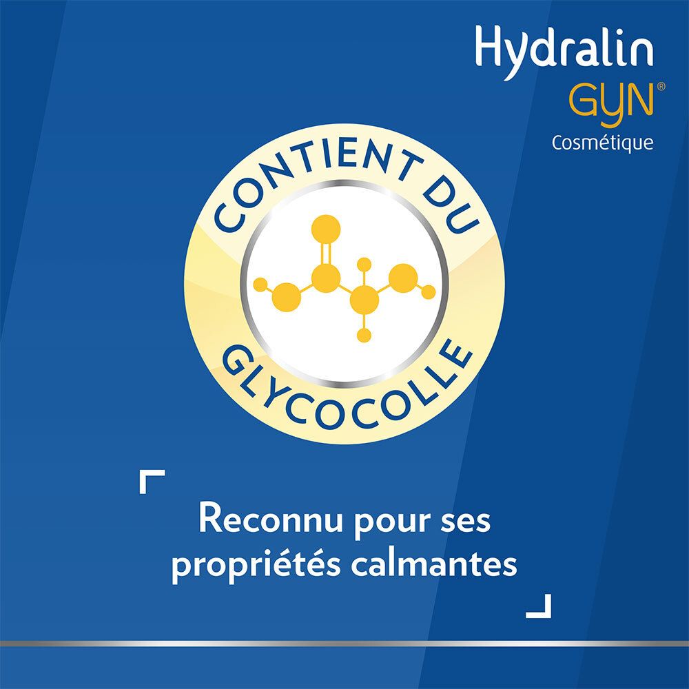 Cirkelvormig logo met glycine molecuul. Tekst: Bevat glycine.