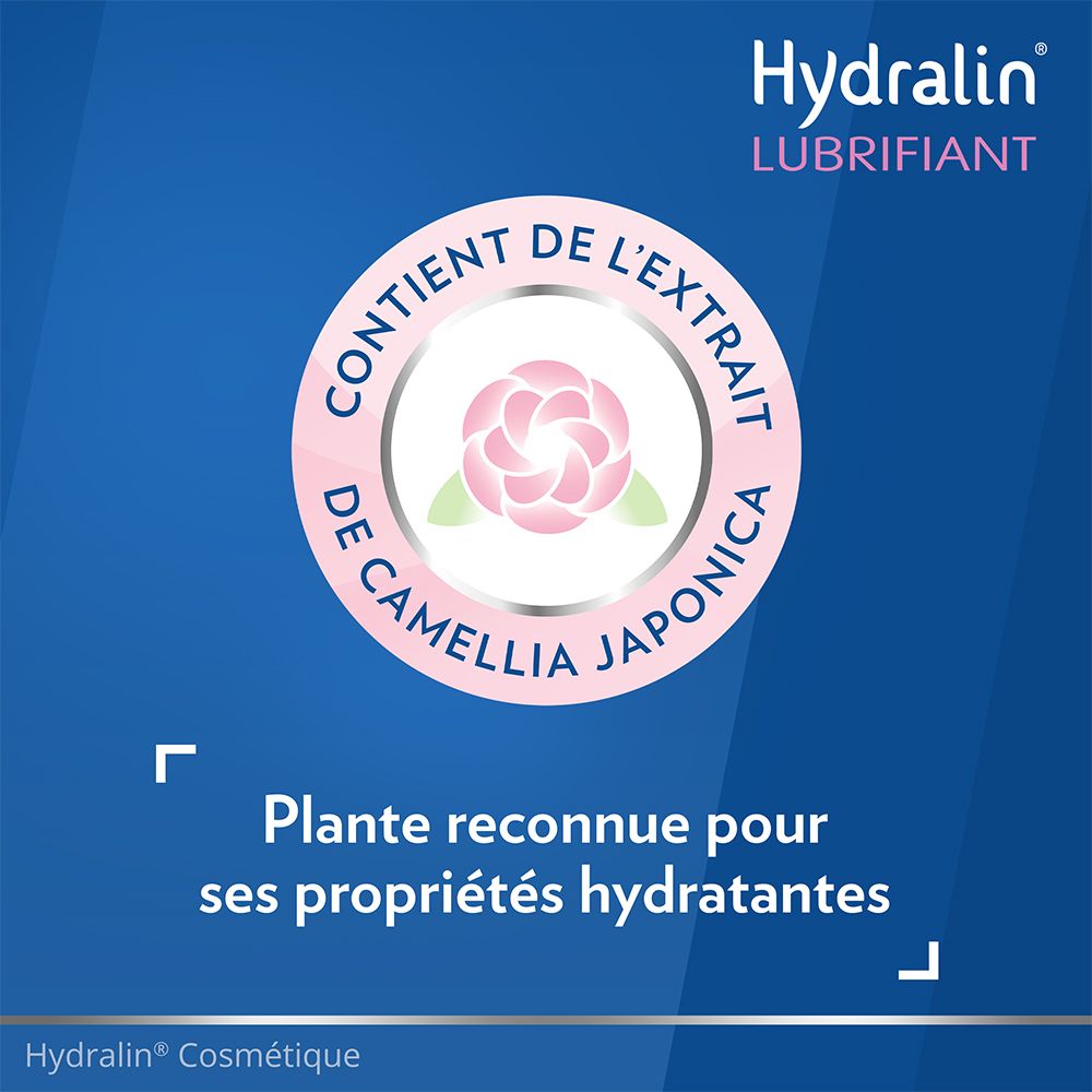 Logo rose avec extrait de camélia. Texte: Plante reconnue pour ses propriétés hydratantes.