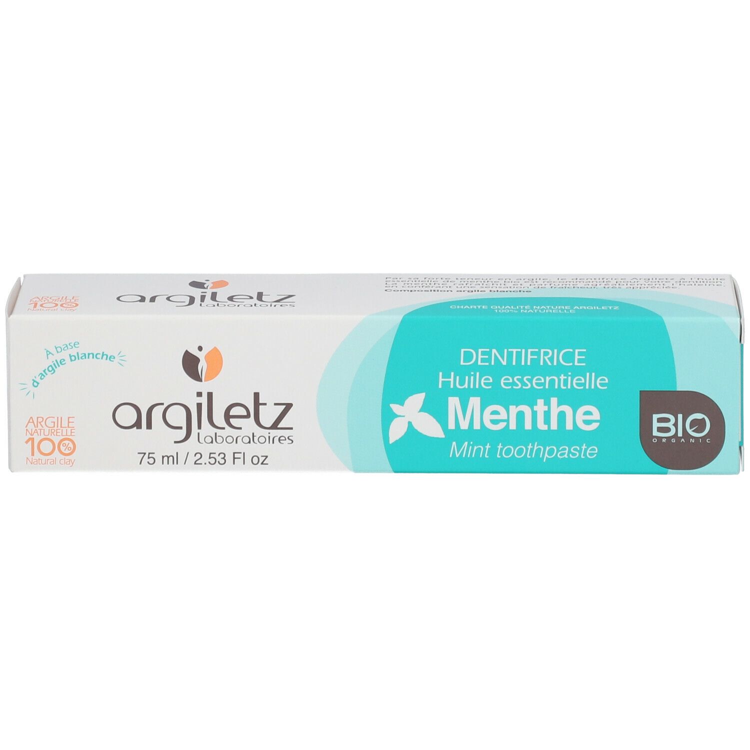Argiletz Dentifrice menthé bio