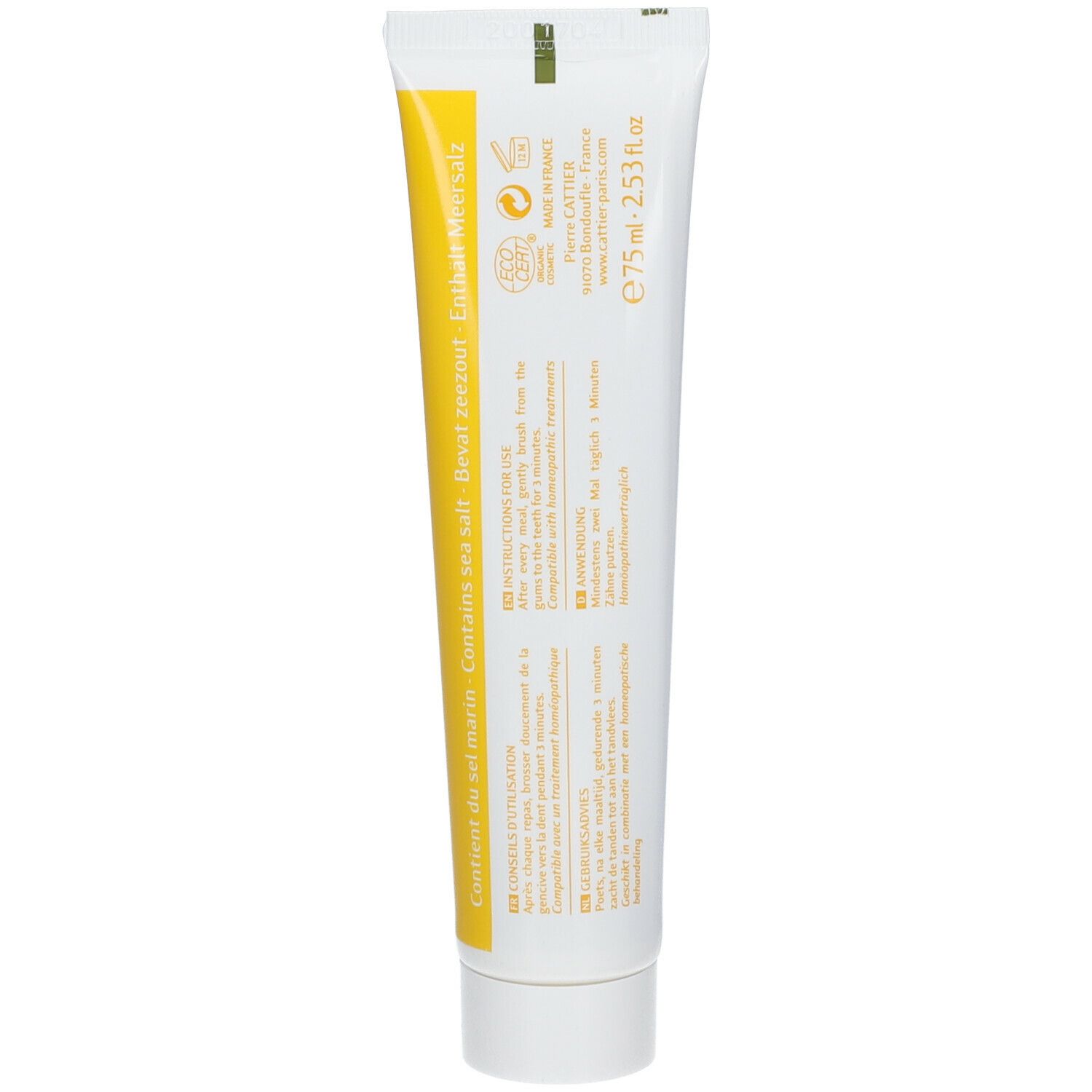 Cattier Dentifrice à L'argile Citron 75 Ml - Farmaline