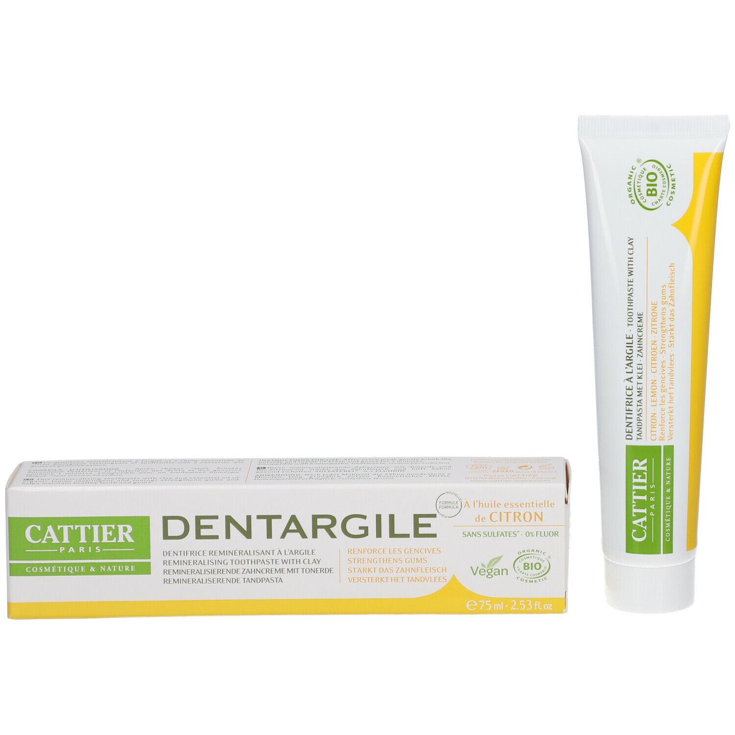 Cattier Dentifrice à L'argile Citron 75 Ml - Farmaline