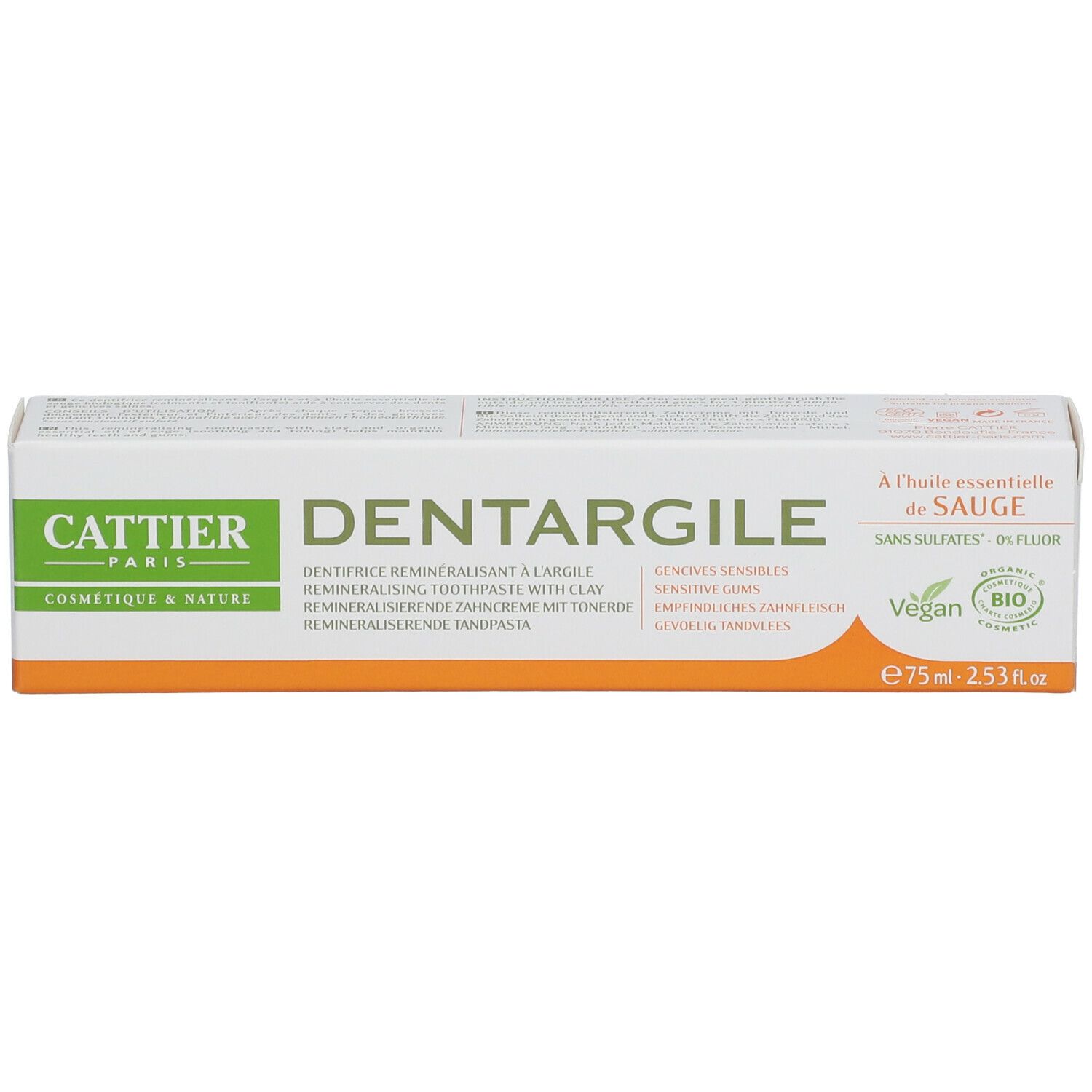 Cattier Dentifrice à l'Argile Sauge