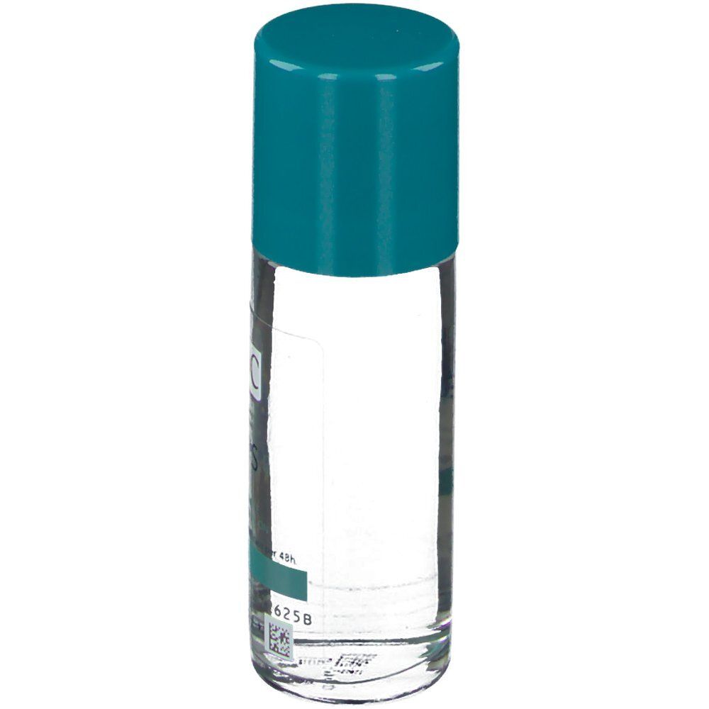 Keops roll-on deodorant met blauwe dop. Transparante fles.