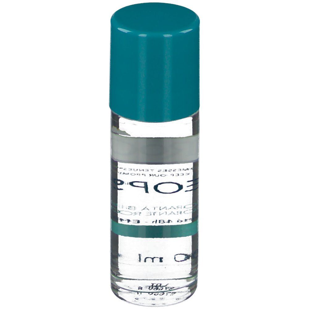 Keops roll-on deodorant met blauwe dop. Transparante fles.