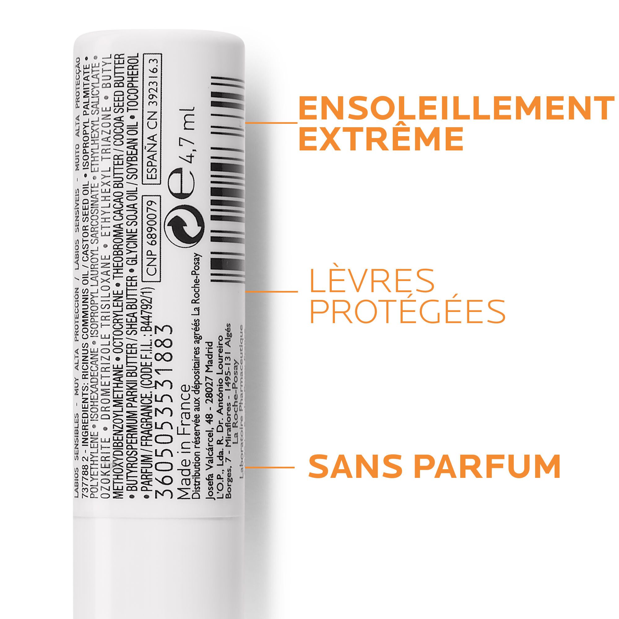 ANTHELIOS STICK LÈVRES VISAGE SPF 50+ AVEC PARFUM - Stick labial solaire très haute protec