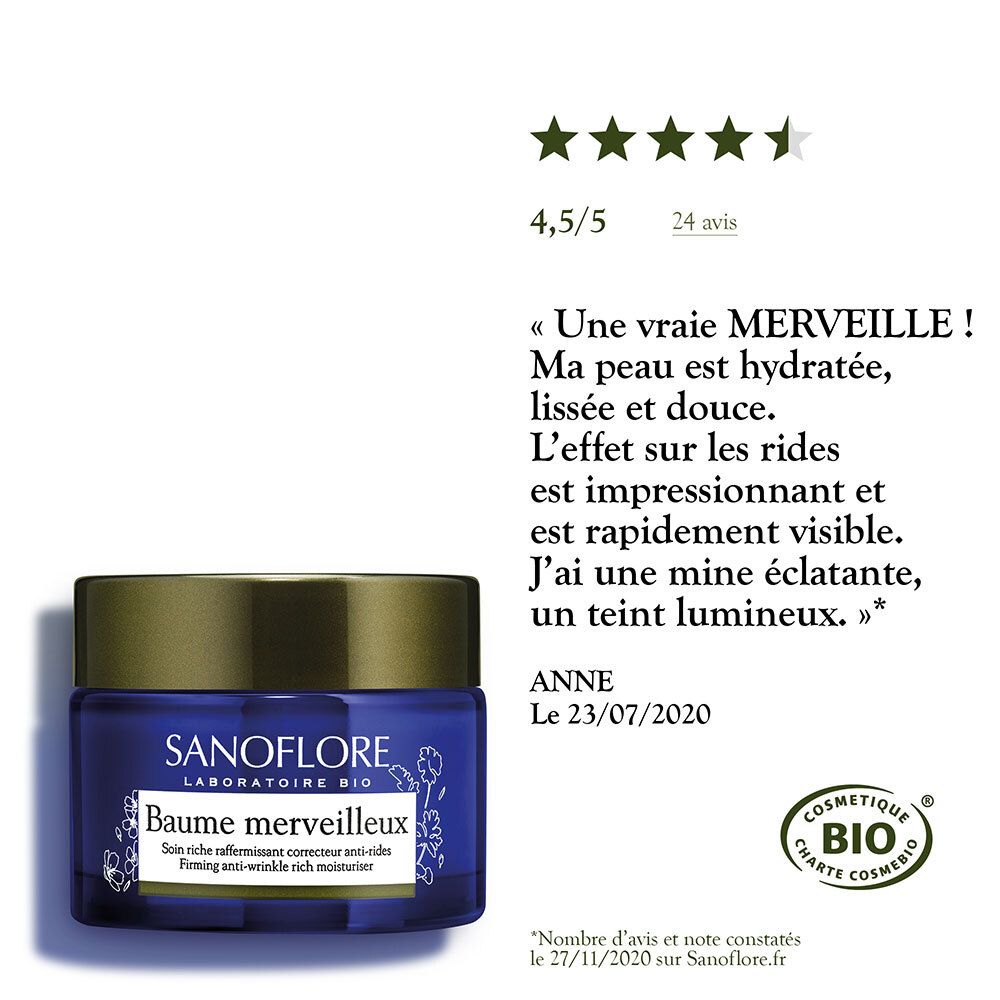 Sanoflore Crème Merveilleuse Soin de Jour Riche & Puissant - Raffermissant Anti-Rides