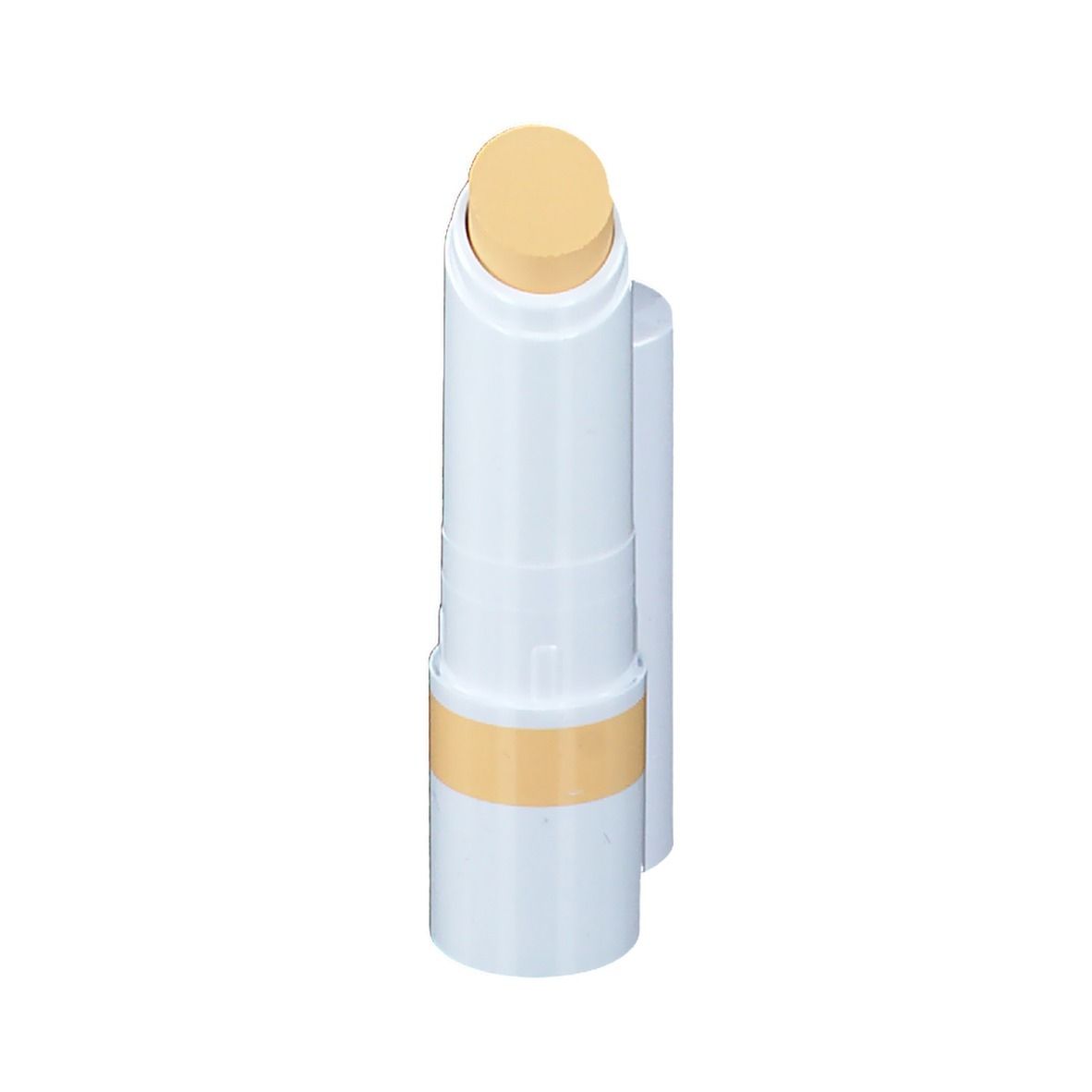 Stick correcteur jaune, bâton blanc avec produit jaune. Capuchon à côté.