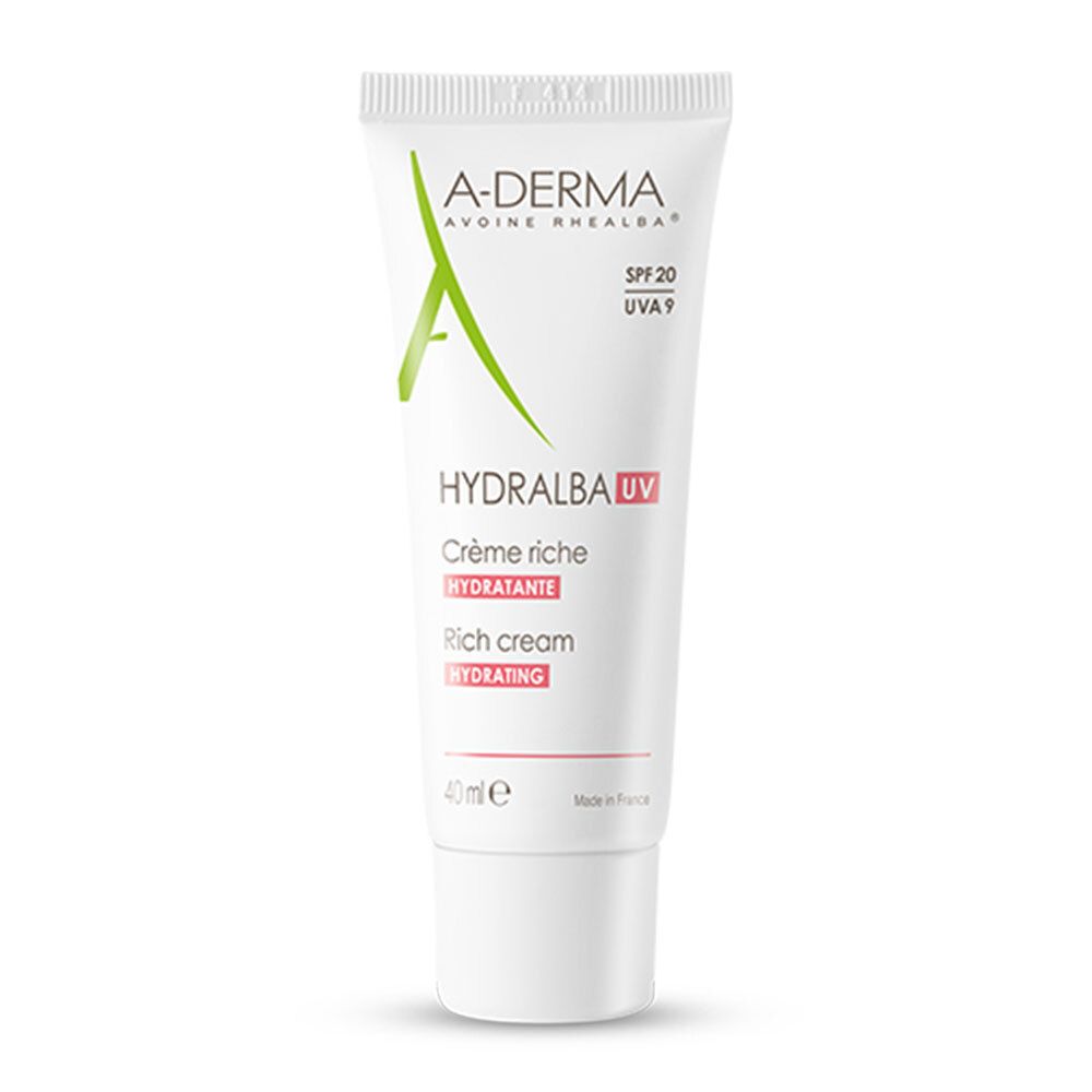 Aderma Hydralba Uv Crème Hydratante Riche Spf 20, Crème Riche Hydratante Aux Plantules D'a