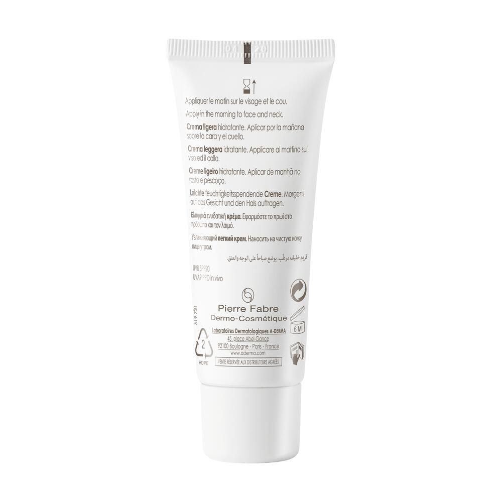 Aderma Hydralba Uv Crème Hydratante Légère Spf 20, Crème Légère Hydratante Aux Plantules D