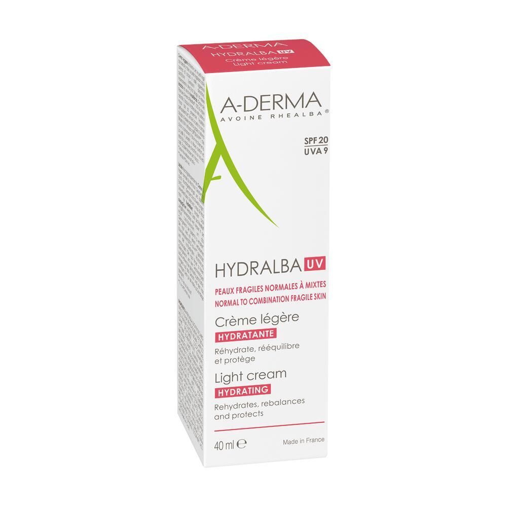 Aderma Hydralba Uv Crème Hydratante Légère Spf 20, Crème Légère Hydratante Aux Plantules D