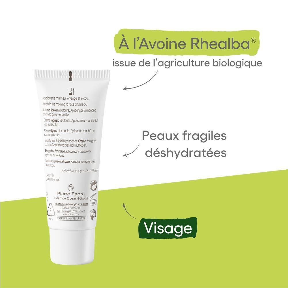 Aderma Hydralba Uv Crème Hydratante Légère Spf 20, Crème Légère Hydratante Aux Plantules D