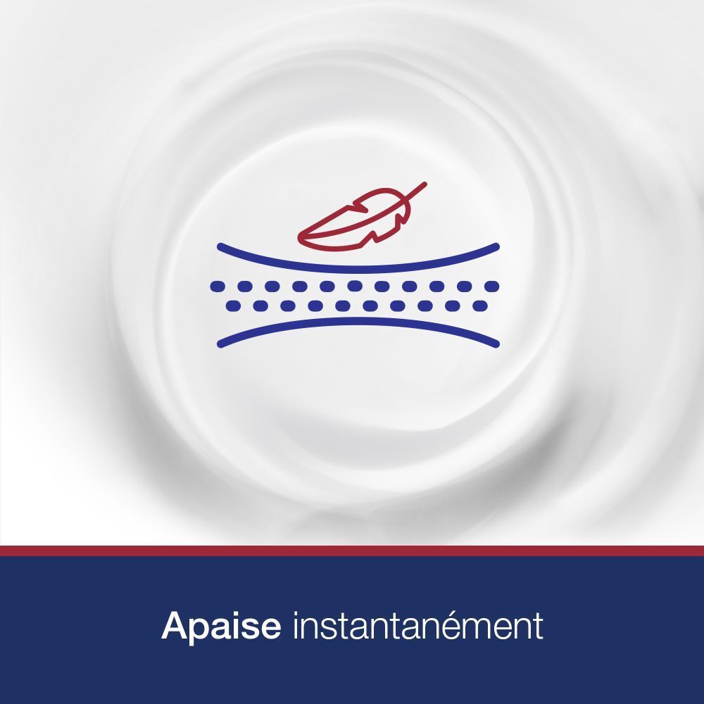 Symbool: veer op huid. Tekst: Apaise instantanément.