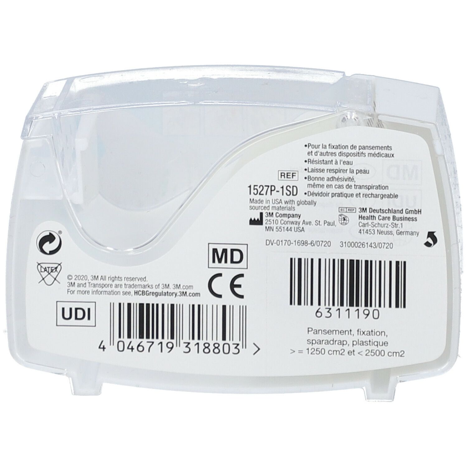 Transpore, Sparadrap Plastique Microperforé, Hypoallergénique, 5 M X 25 Mm, Dévidoir (ref.