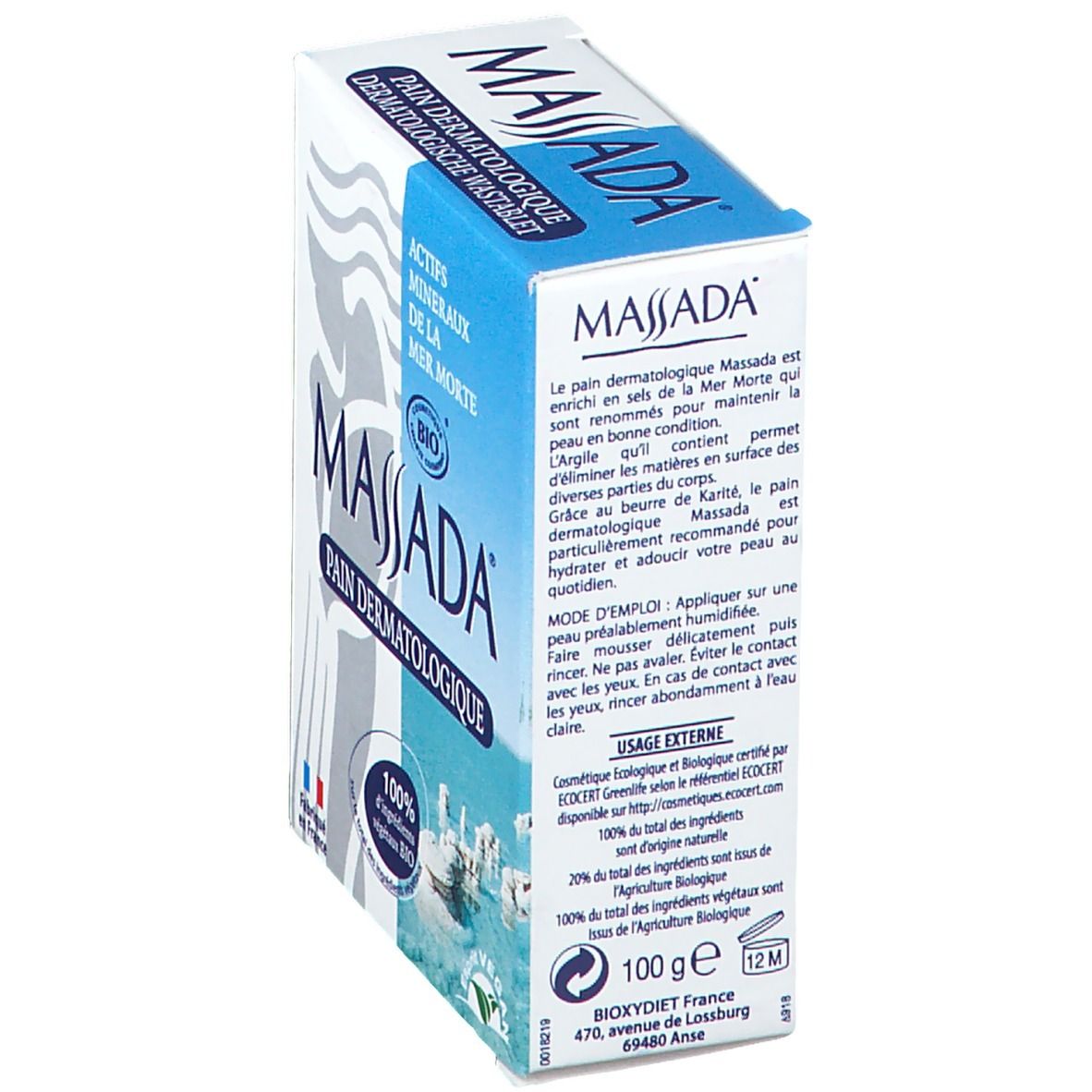 Massada Pain Dermatologique Bio, Pain Dermatologique Aux Actifs Minéraux De La Mer Morte,