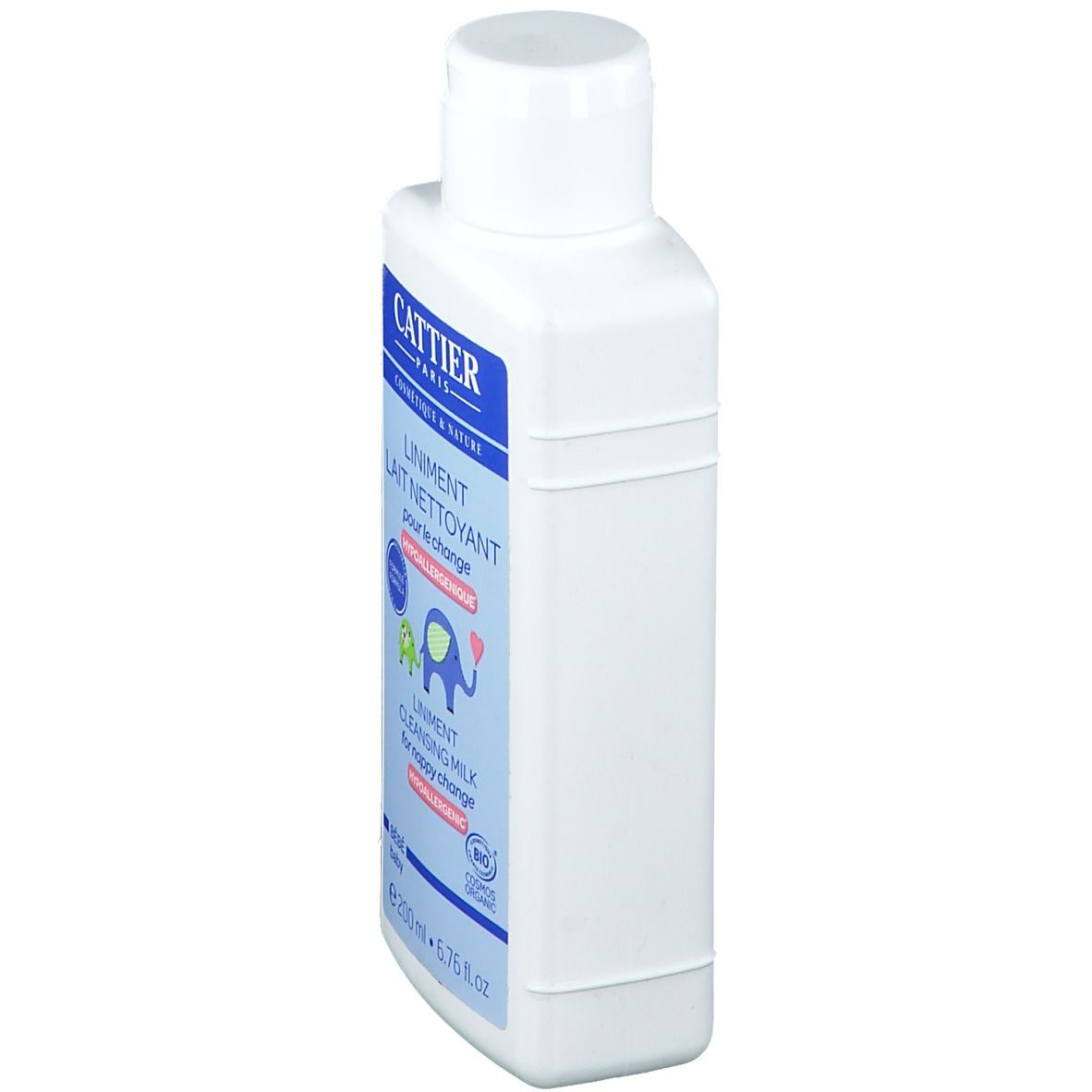 Witte fles Cattier Reinigingsmelk voor baby's, 200ml.