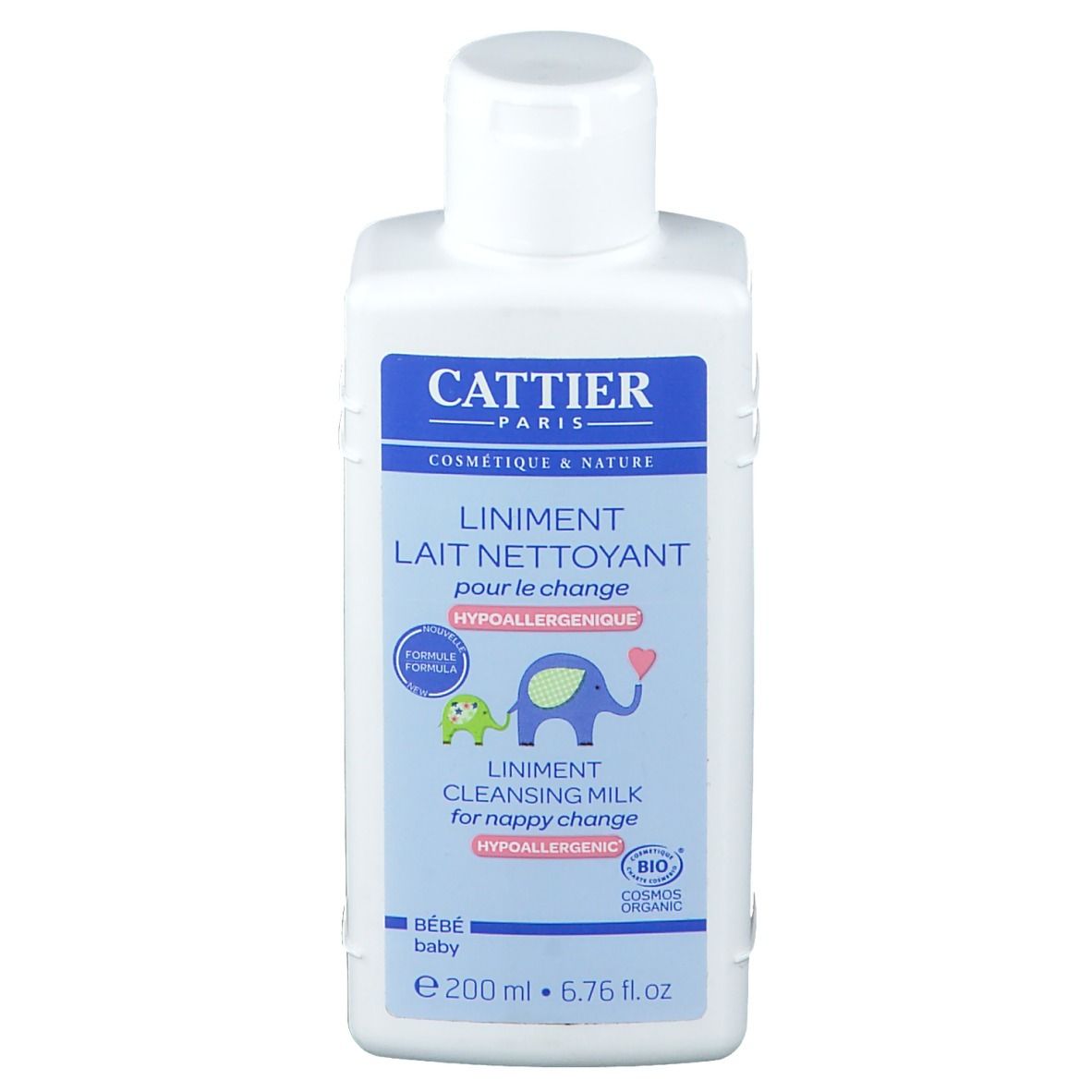 Cattier Liniment Reinigingsmelk voor baby's, 200 ml. Hypoallergeen, biologisch gecertificeerd.