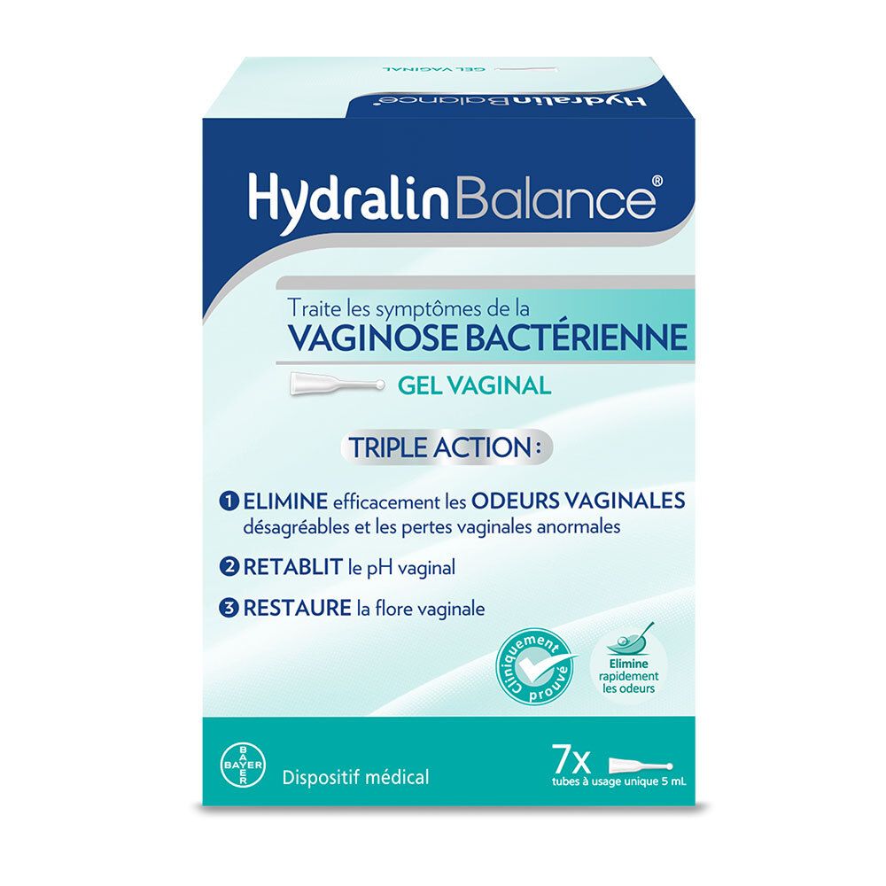 Boîte de gel vaginal HydralinBalance. Traite les symptômes de la vaginose bactérienne. 7 tubes.
