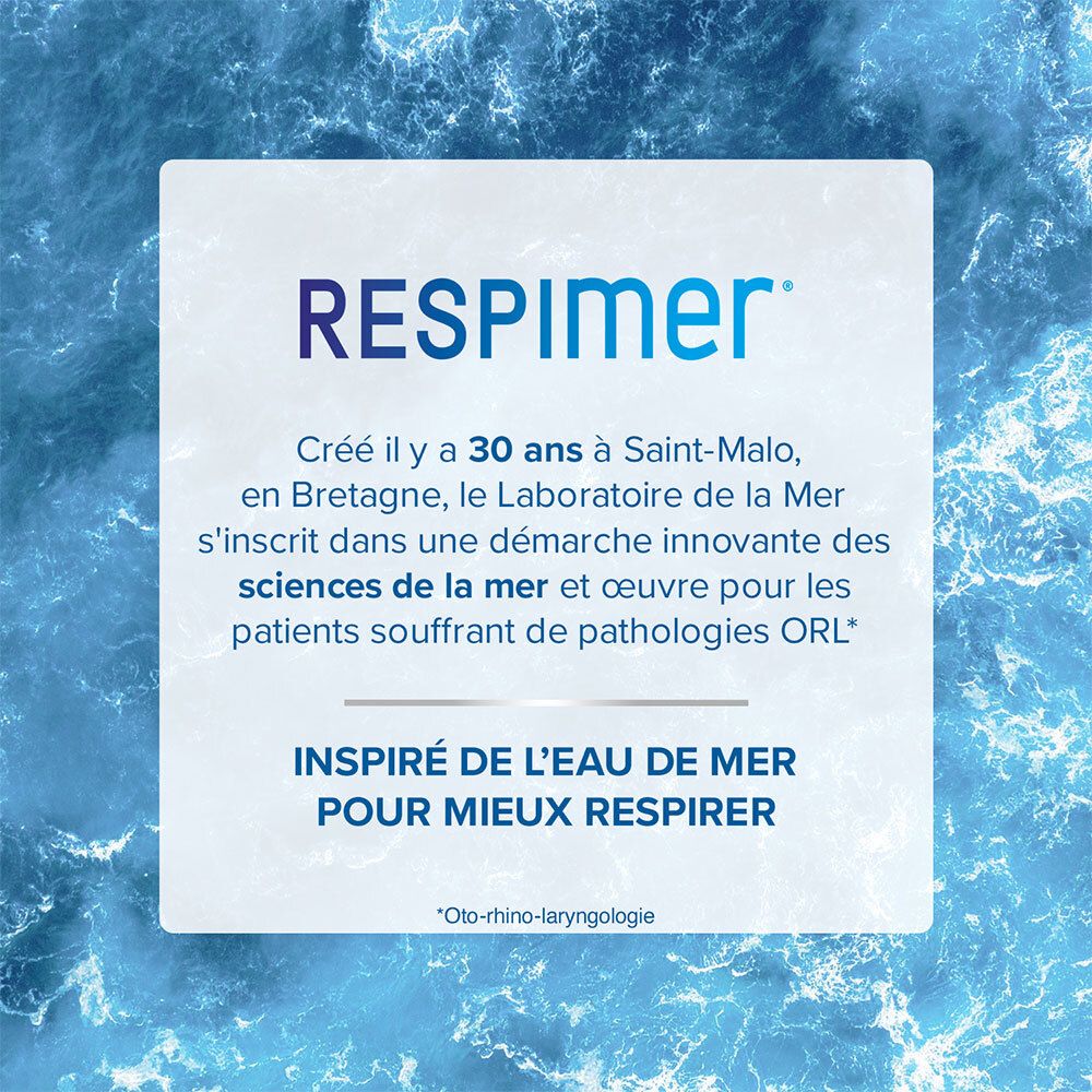 Logo Respimer. Texte sur l'origine bretonne et l'utilisation de l'eau de mer.