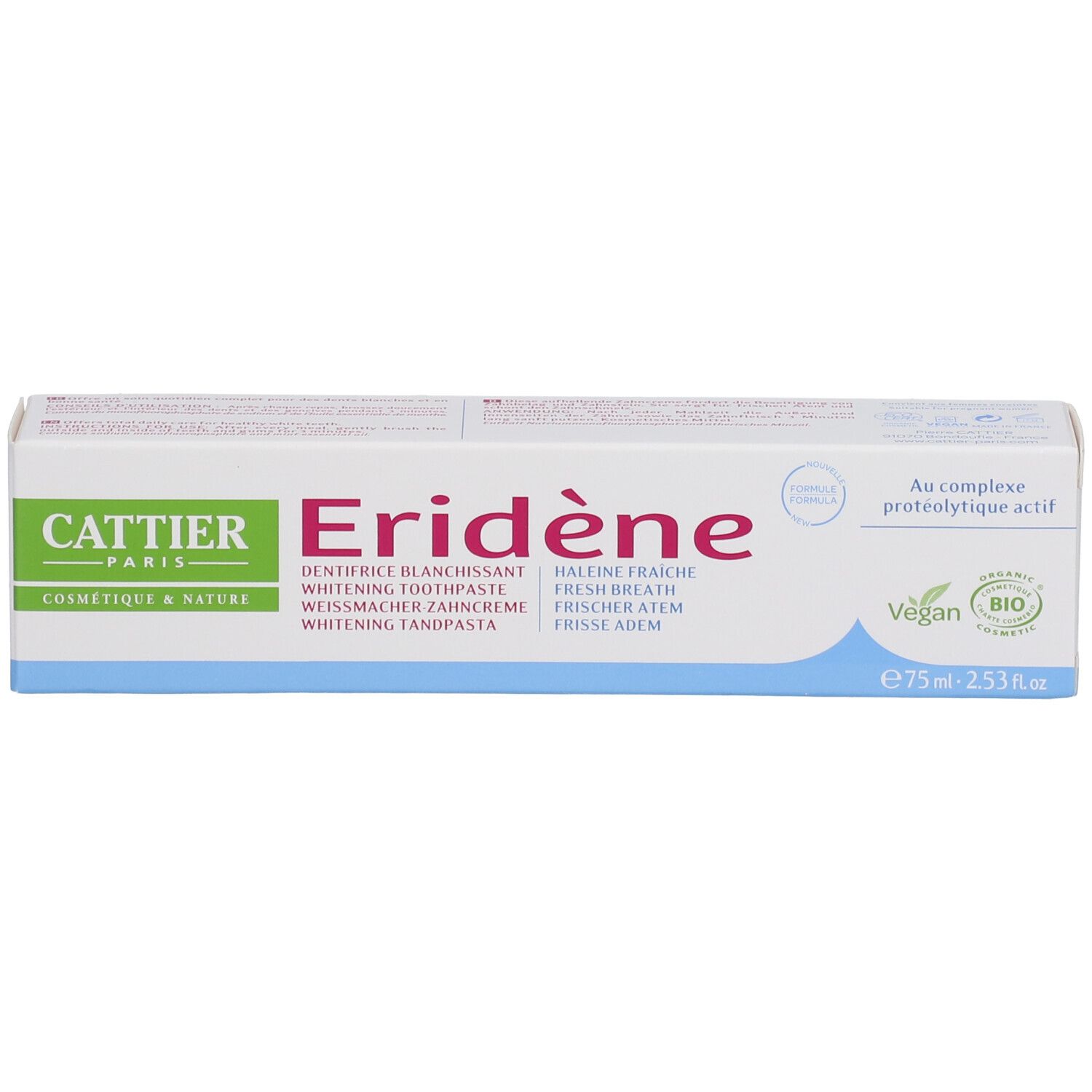 Cattier Dentifrice Blanchissant Haleine Fraîche