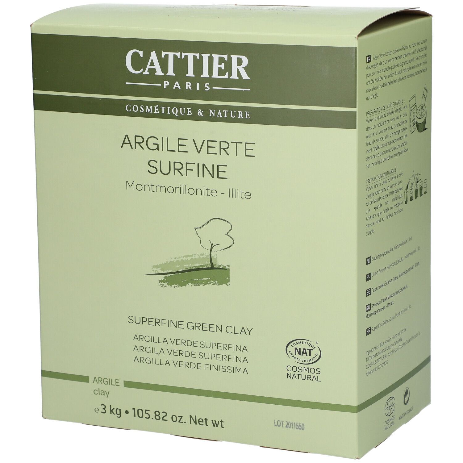 Argile Verte Cattier Vrac, Argile Verte Surfine, Bt 3 Kg