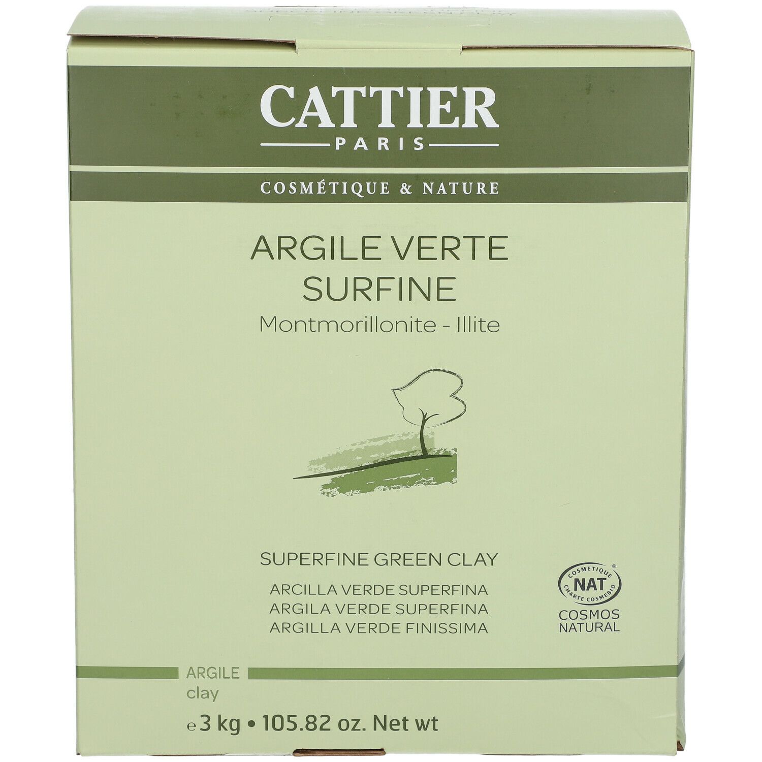 Argile Verte Cattier Vrac, Argile Verte Surfine, Bt 3 Kg 3000 G - Farmaline