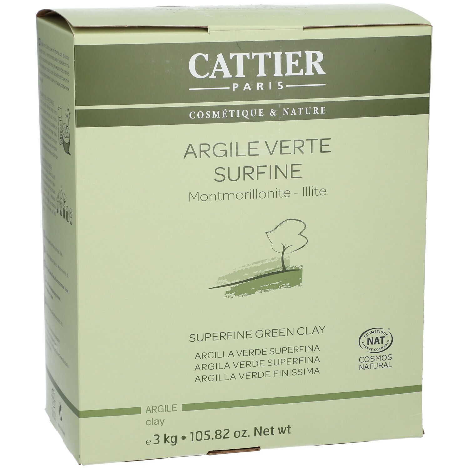 Argile Verte Cattier Vrac, Argile Verte Surfine, Bt 3 Kg 3000 G - Farmaline