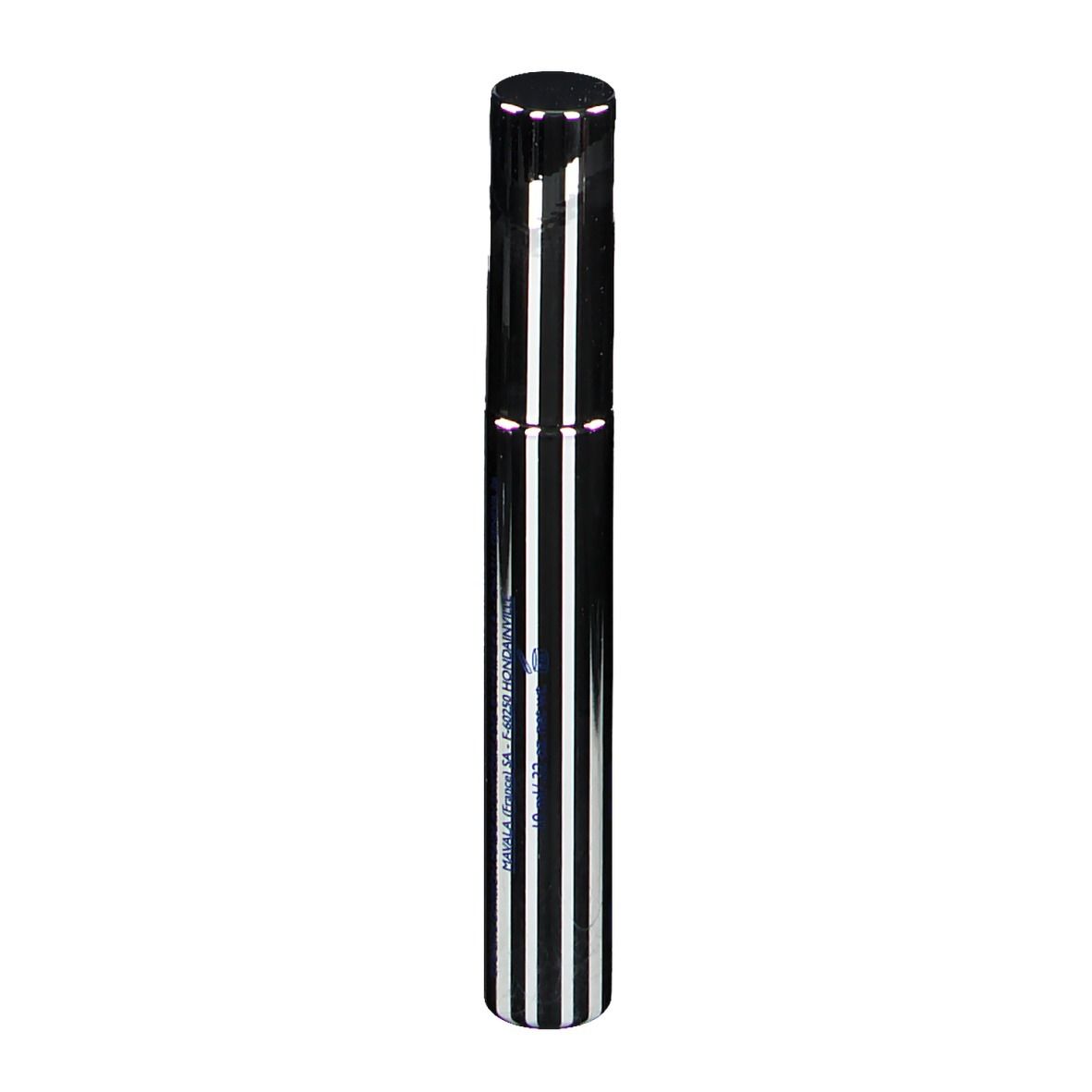 Tube de mascara à capuchon noir et rayures argent et noir. Inscription: MAVALA.