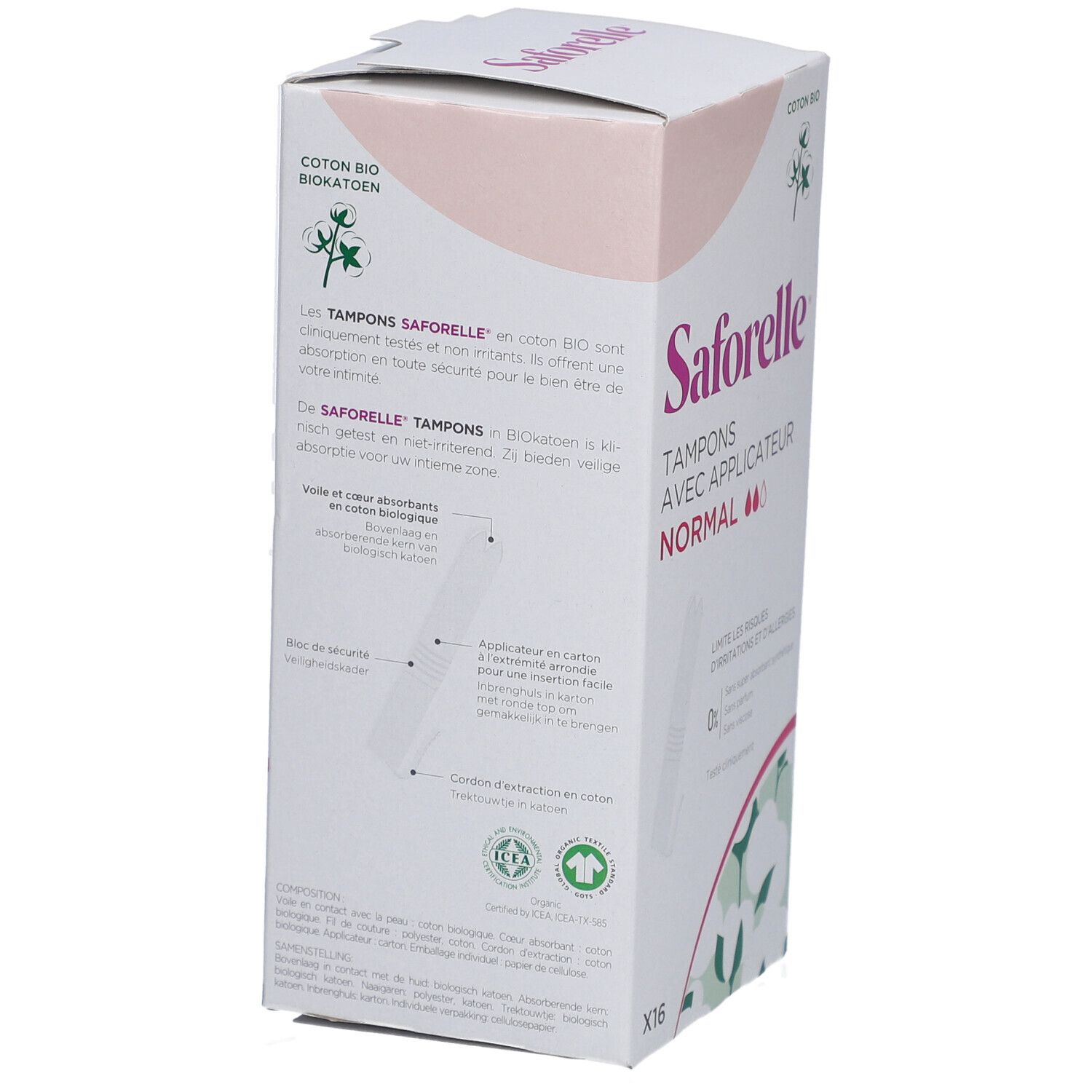 Saforelle® Tampon avec applicateur Coton Bio