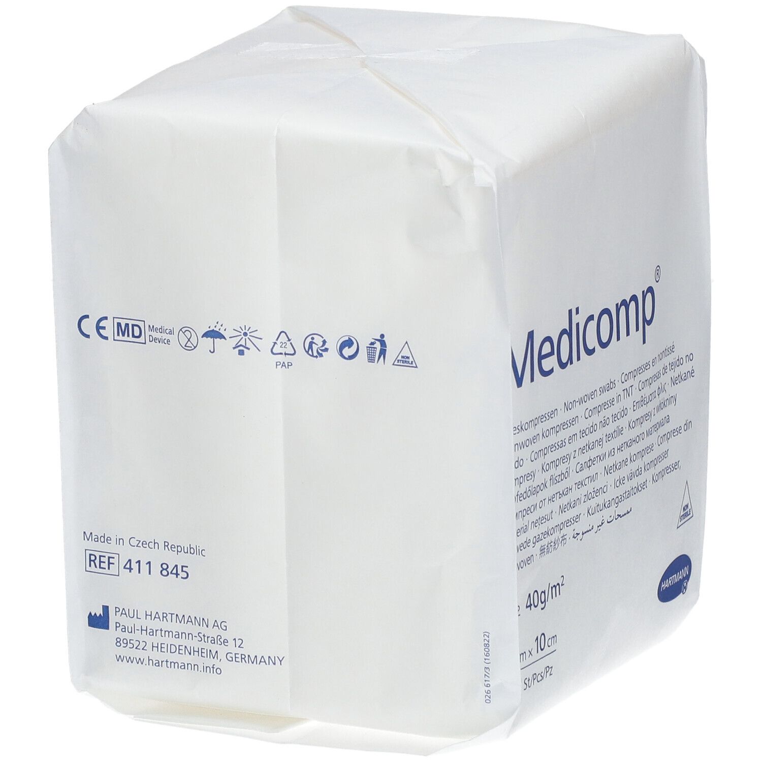 Medicomp Non Stérile, Compresse En Non Tissé, Non Stérile, 40 G, 10 Cm X 10 Cm (ref. 411 8